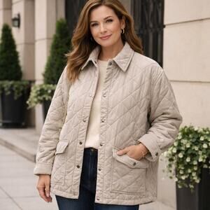 Joie Diamond Quilt Cream White Cotton Jacket Size S EUC Neutral Spring Coat